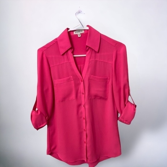 Express The Portofino Hot Pink Long Sleeve Shirt, Women’s Size XS - Picture 3 of 8
